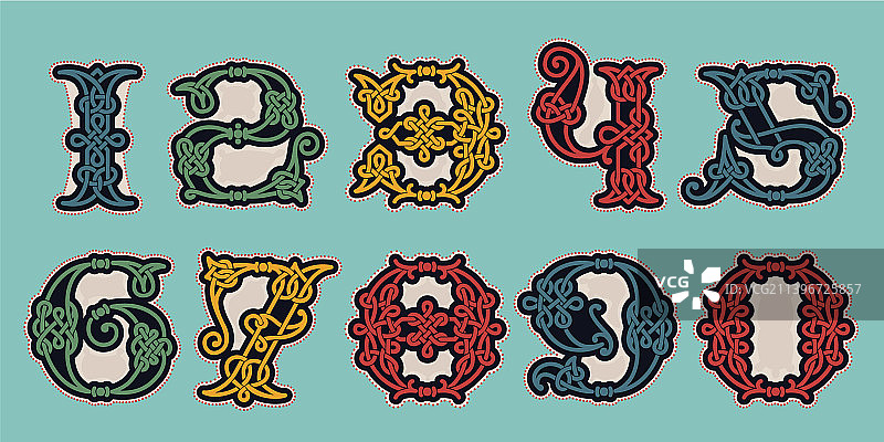 带凯尔特结螺旋线的数字图片素材