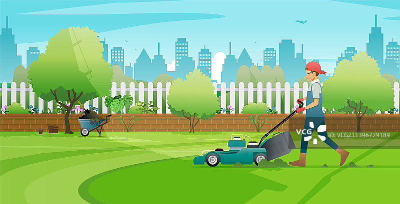 割草工人图片素材