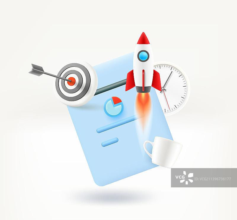 新业务项目启动概念3D图片素材