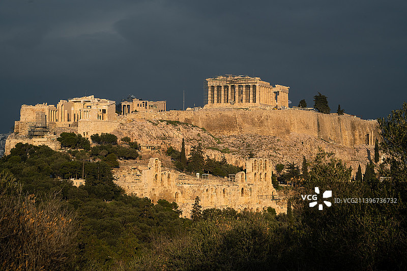 远眺世界遗产雅典卫城图片素材