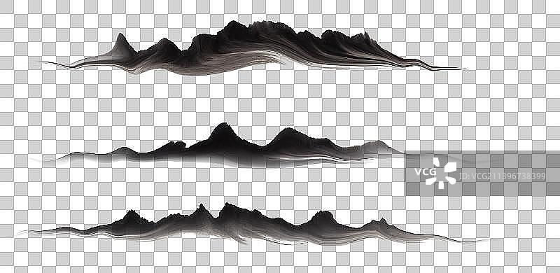 新中式水墨山水山脉元素图片素材