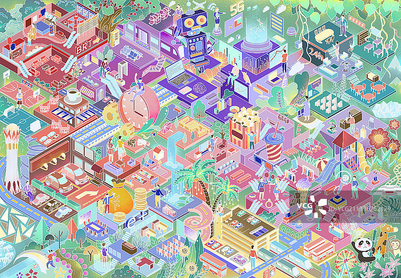 都市生活科技智能绿色繁荣商务城市图片素材