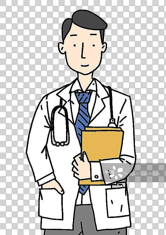 元素：描边卡通人物男医生图片素材