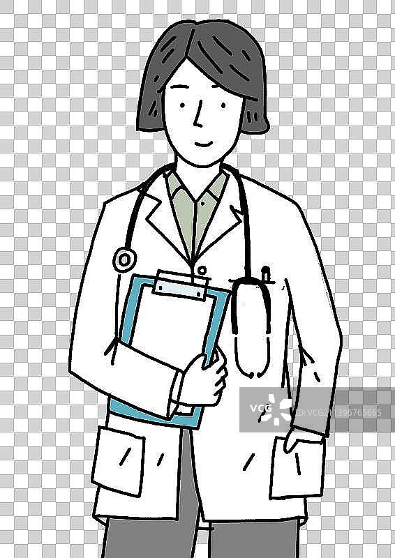 元素：描边卡通女医生图片素材