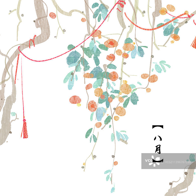 中国风肌理质感唯美插画图片素材