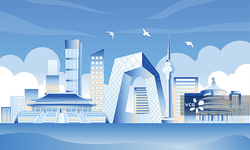 北京旅游城市插画图片素材