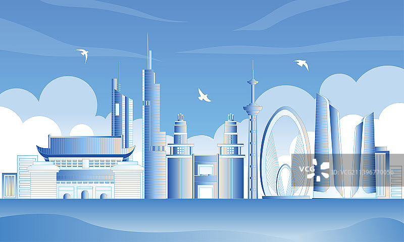 南京旅游城市插画图片素材