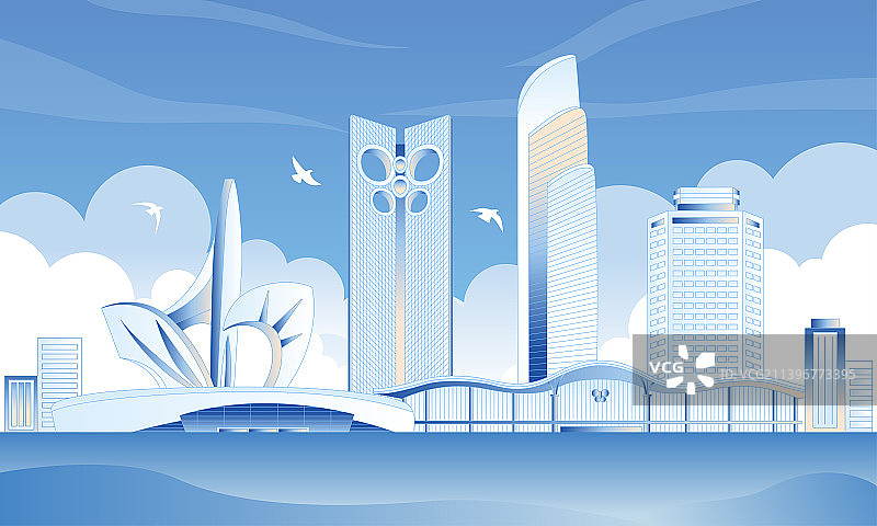 潍坊旅游城市插画图片素材