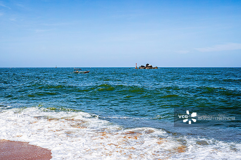 海南省琼海市博鳌镇万泉河入海口 玉带滩景区图片素材