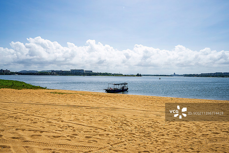 海南省琼海市博鳌镇万泉河入海口 玉带滩景区图片素材