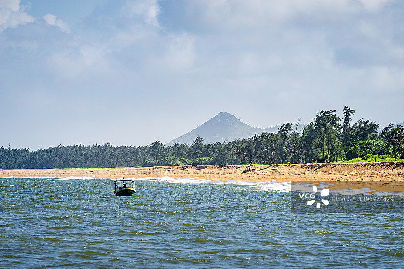 海南省琼海市博鳌镇万泉河入海口 玉带滩景区图片素材