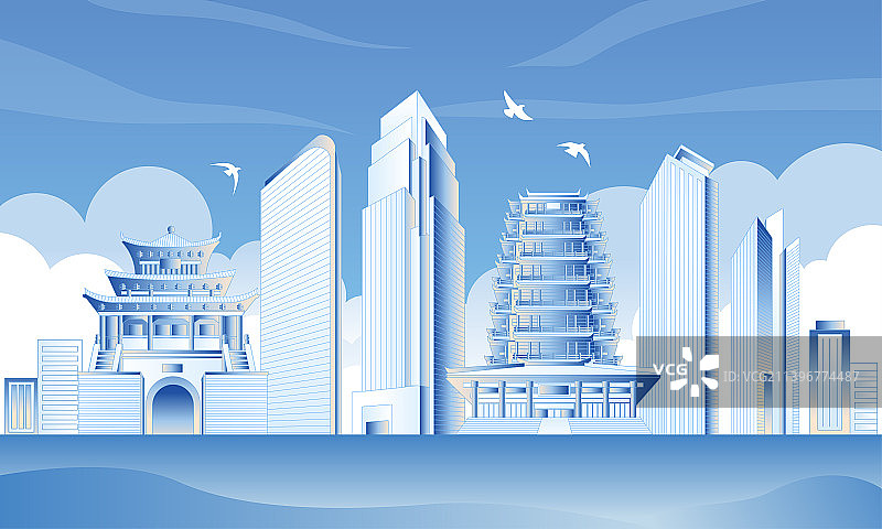 淄博旅游城市插画图片素材