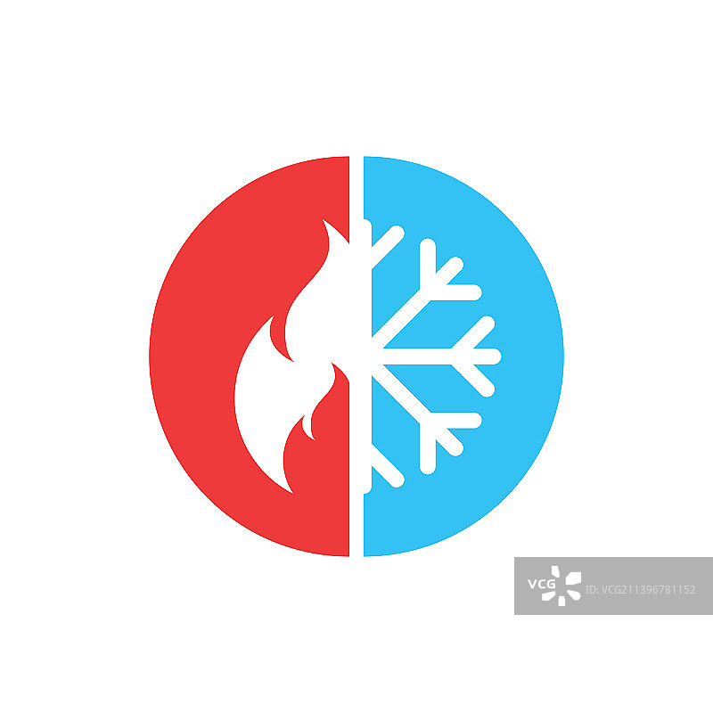 扁平风格的冷热图标，雪花图片素材