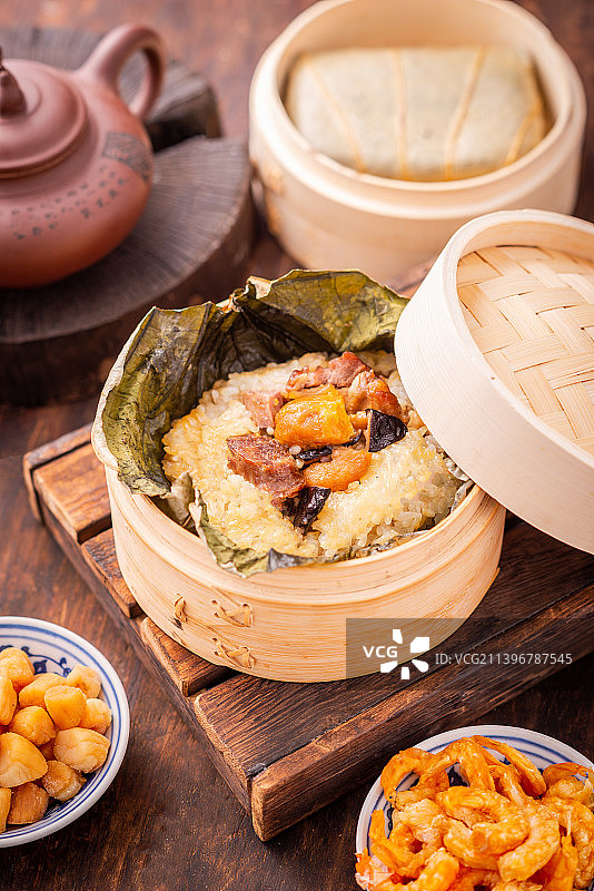 港式早餐小吃荷叶糯米鸡图片素材