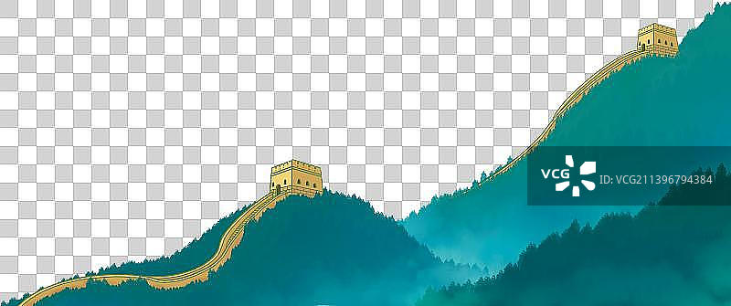 长城手绘元素图片素材