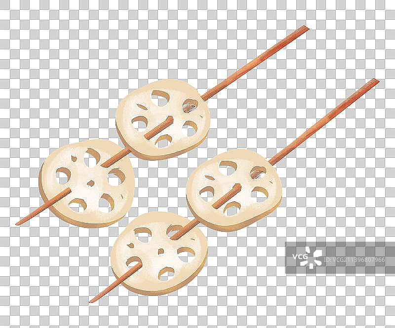 完整莲藕与切片莲藕插画图片素材