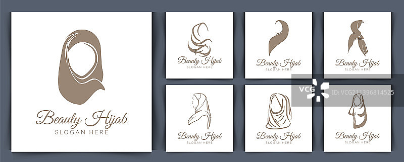 戴头巾的女性美容标志模板图片素材