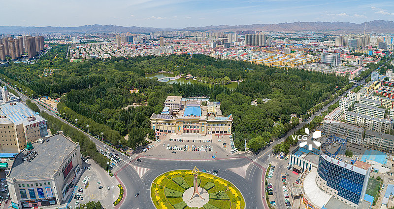 包头全景航拍图片素材