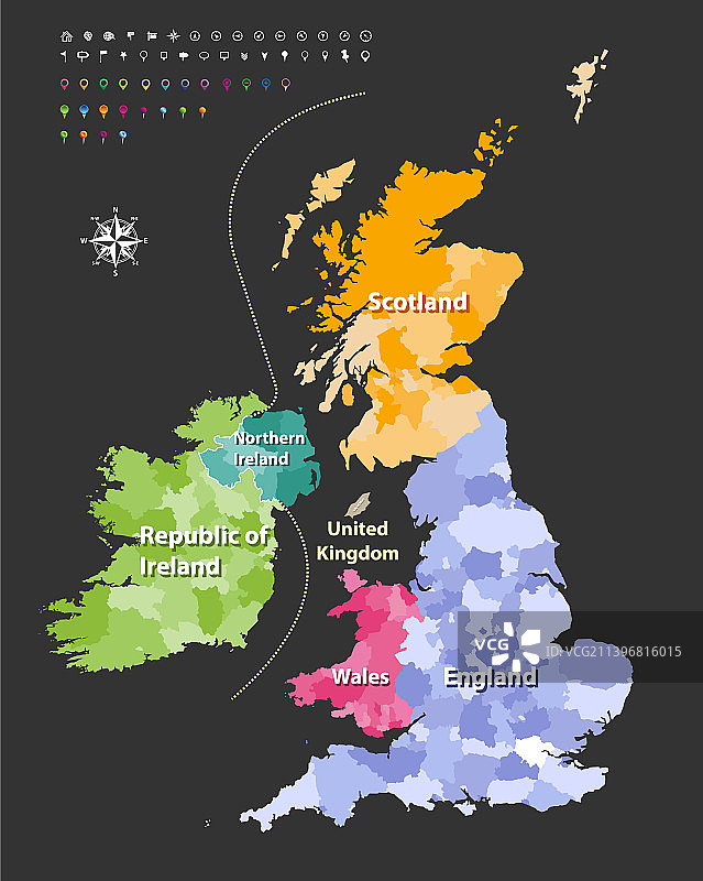英国群岛国家地图图片素材