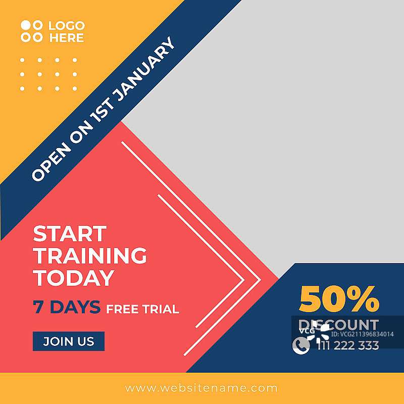 健身中心社交媒体帖子模板设计图片素材