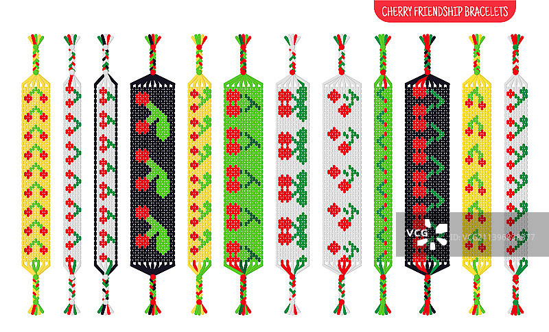 红色樱桃手工友谊手链套装图片素材