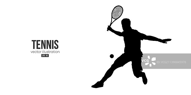 白色背景上的抽象网球运动员剪影图片素材