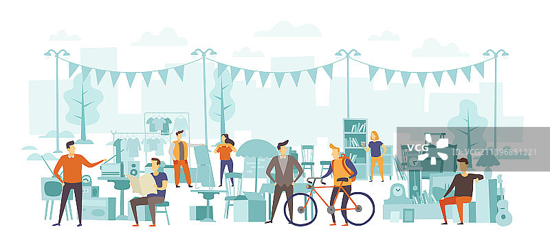 人们购买二手商品的跳蚤市场图片素材