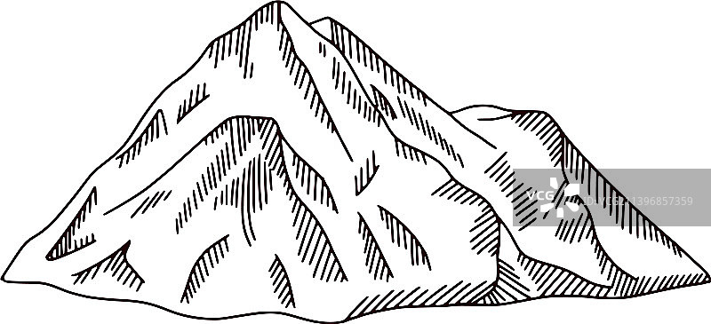 山峰雕刻复古草图图片素材