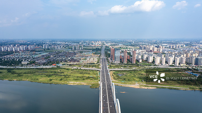 航拍山东省临沂市河东区城市风景图片素材