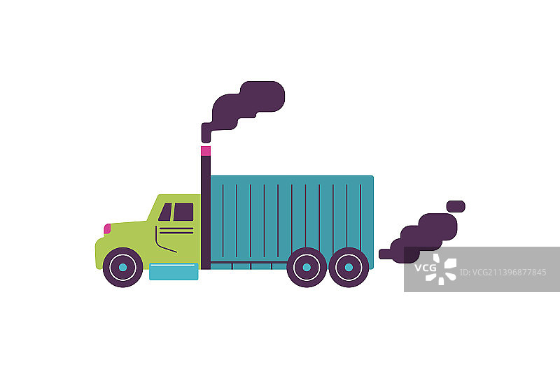 汽车排放污染大气扁平化图片素材