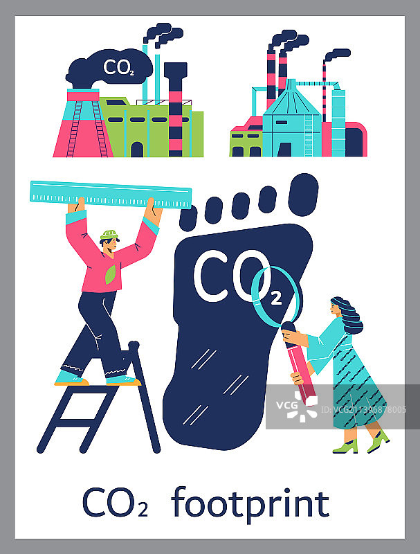 关于碳足迹的竖版banner或海报图片素材