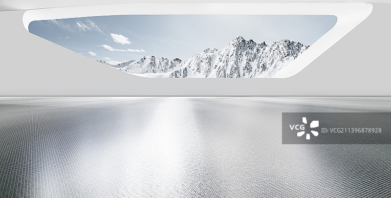 户外雪山室内空间平台图片素材