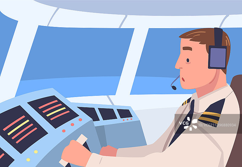 坐在飞机驾驶舱内的飞行员图片素材
