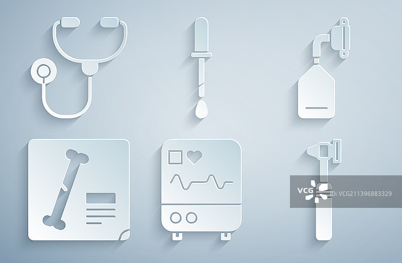 带心电图和医用氧气面罩的显示器图片素材