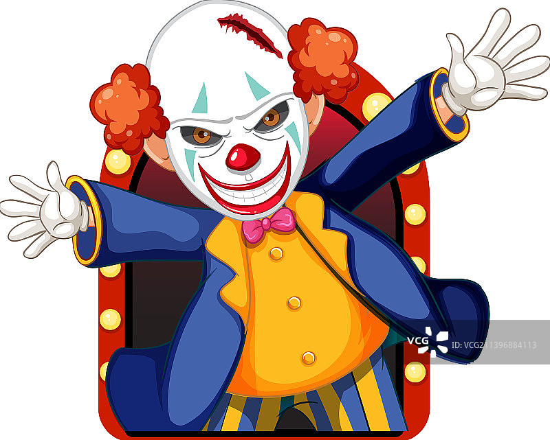 微笑的恐怖小丑卡通形象图片素材