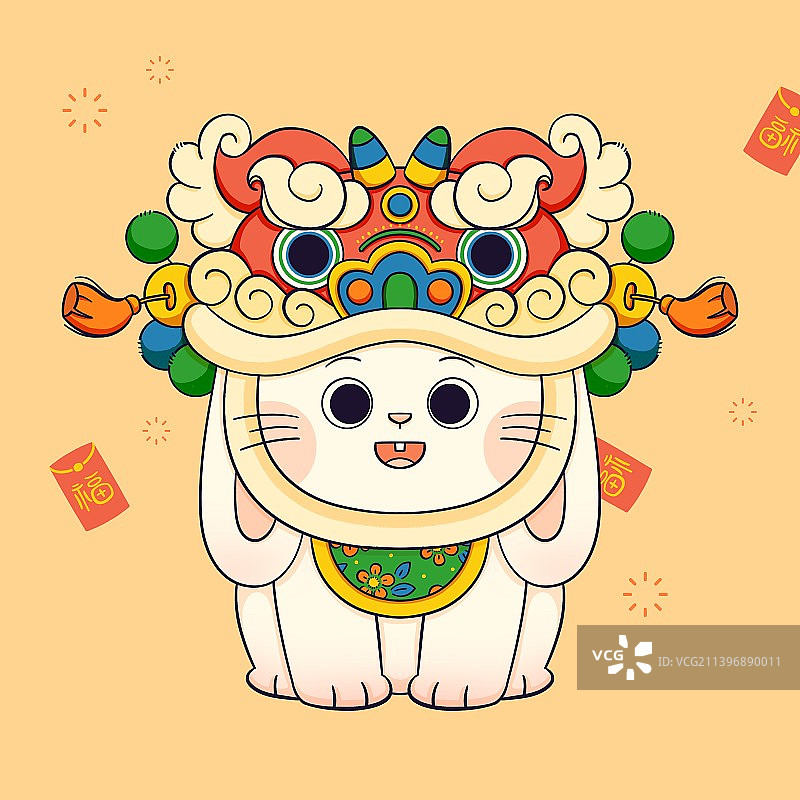 国潮风卡通2023年兔年可爱小兔子图片素材