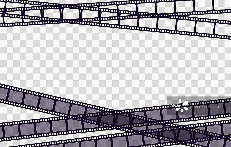 透明背景上的复古电影风格旧画框图片素材