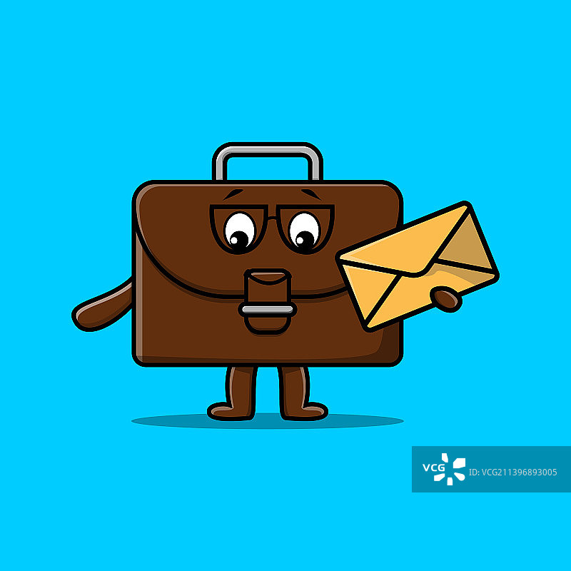 可爱卡通手提箱抱信封角色图片素材