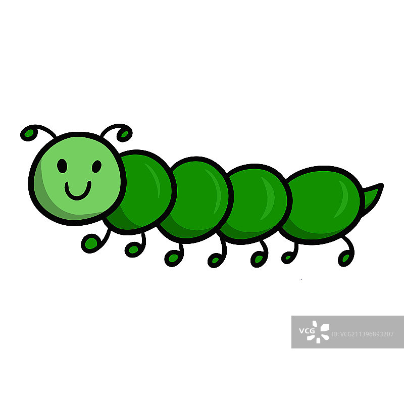 绿色可爱卡通毛毛虫图片素材