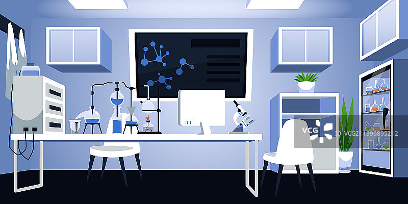 医疗或化学实验室空房间内景图片素材