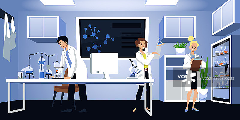 配有助理的医药或化学实验室图片素材