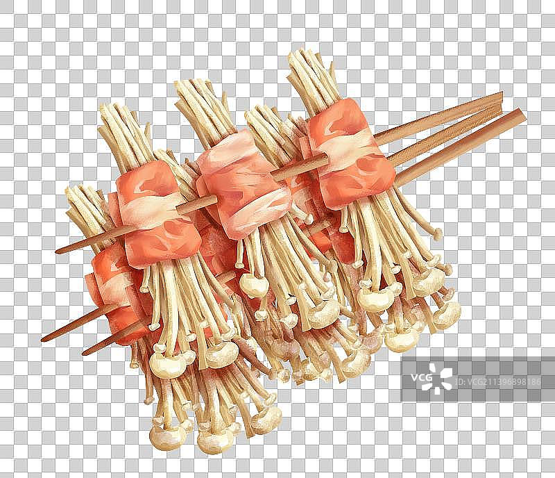 金针菇肥牛串串图片素材