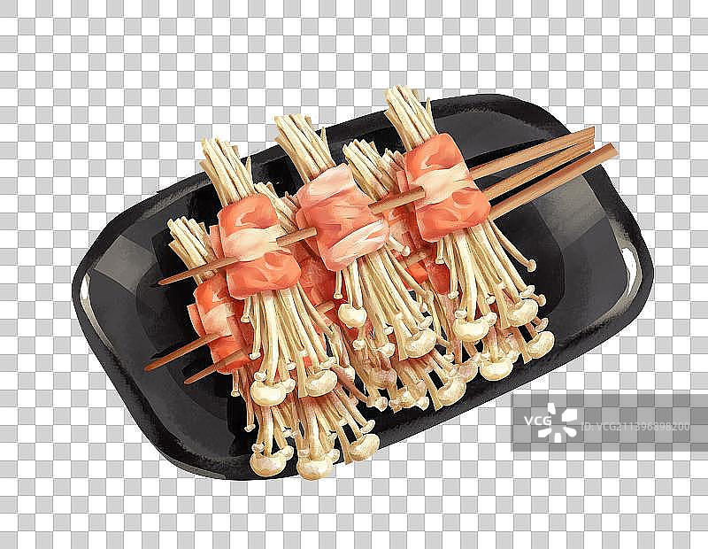 金针菇肥牛串串图片素材