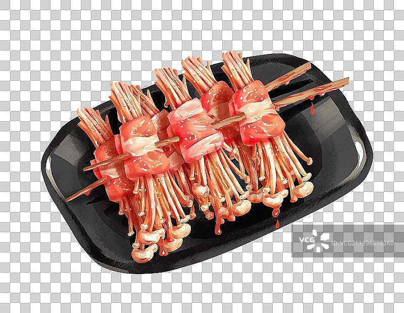 金针菇串串夜宵烧烤图片素材