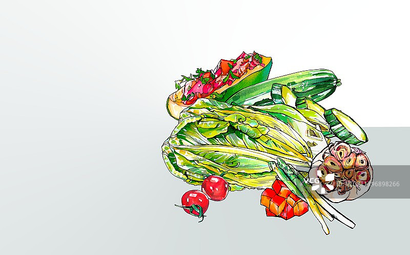 有机蔬菜水果集合 海报壁纸 健康食疗图片素材