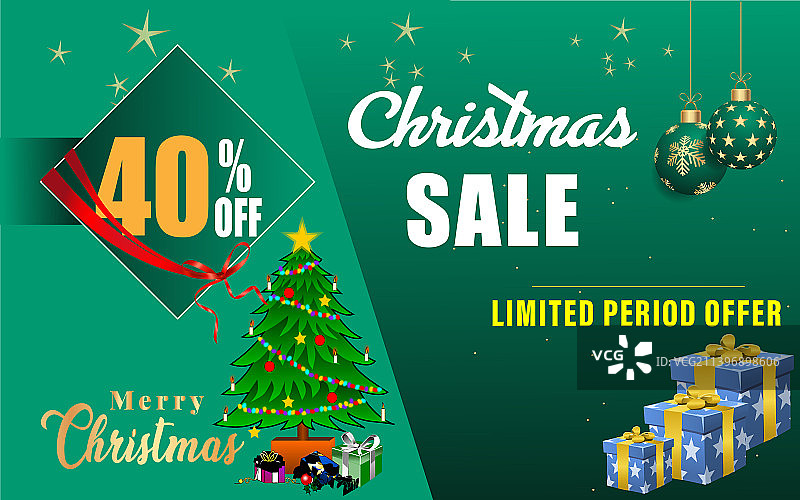 圣诞节假日促销40%折扣图片素材