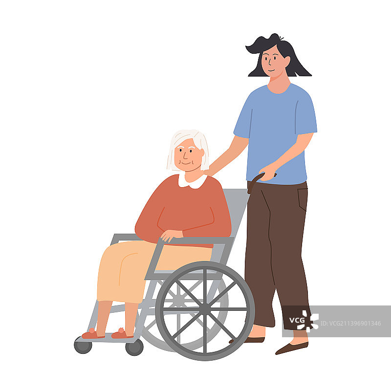 护士或志愿者照顾老年男子图片素材