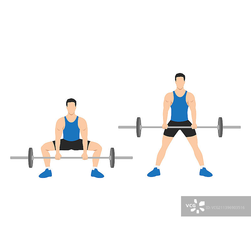 男人做相扑杠铃硬拉运动图片素材