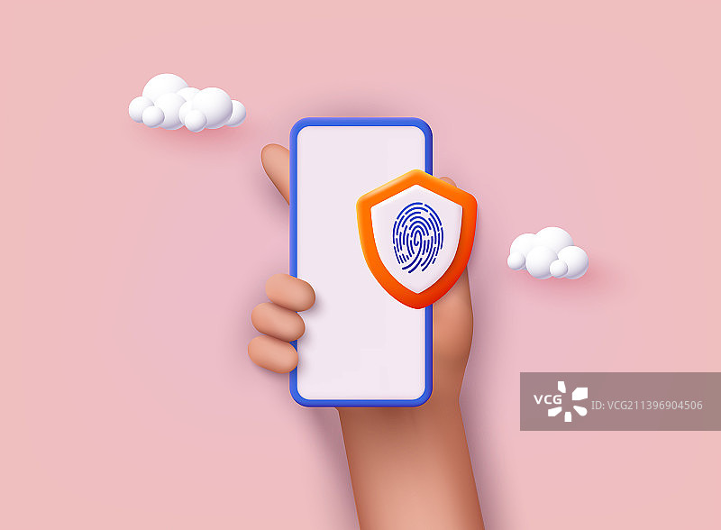 3D网络智能手机指纹安全访问图片素材