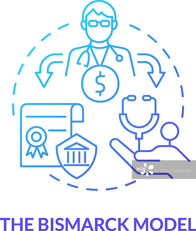 俾斯麦模型蓝色渐变概念图标图片素材